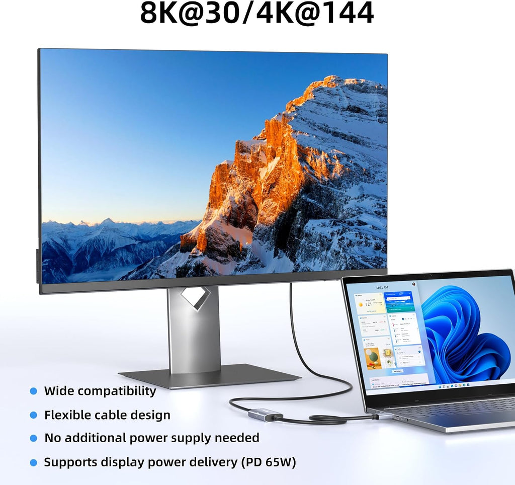 Adaptador HDMI 2.1 a USB-C 8K @30Hz, PD 65W, 1.6 ft, para PS5, Xbox