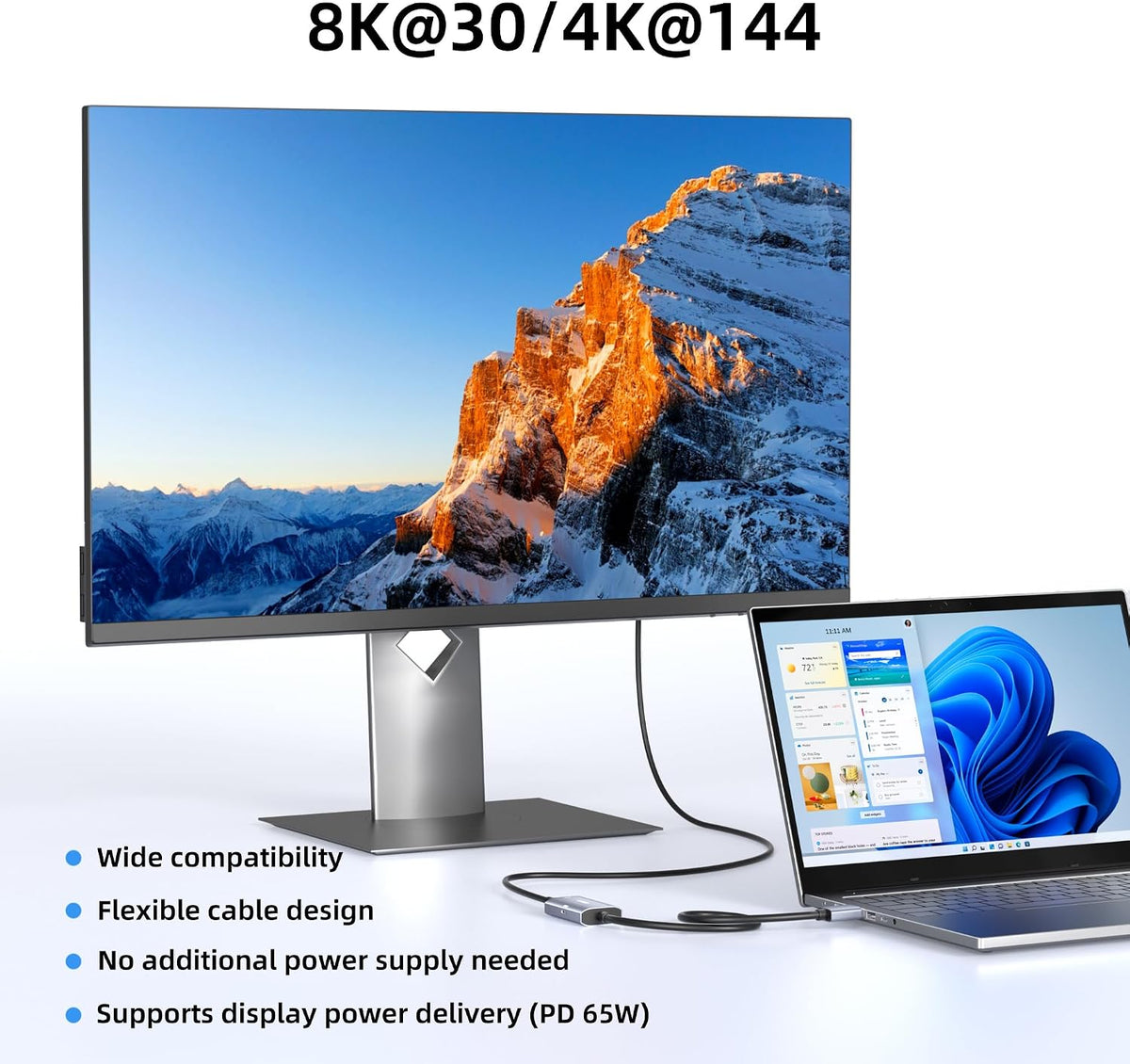 Adaptador HDMI 2.1 a USB-C 8K @30Hz, PD 65W, 1.6 ft, para PS5, Xbox