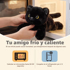 Onsoyours Peluches originales de gato negro calentables y pesados, peluche de gatito de 15 pulgadas para microondas para calidez y comodidad, juguetes de peluche suaves para niños y adultos