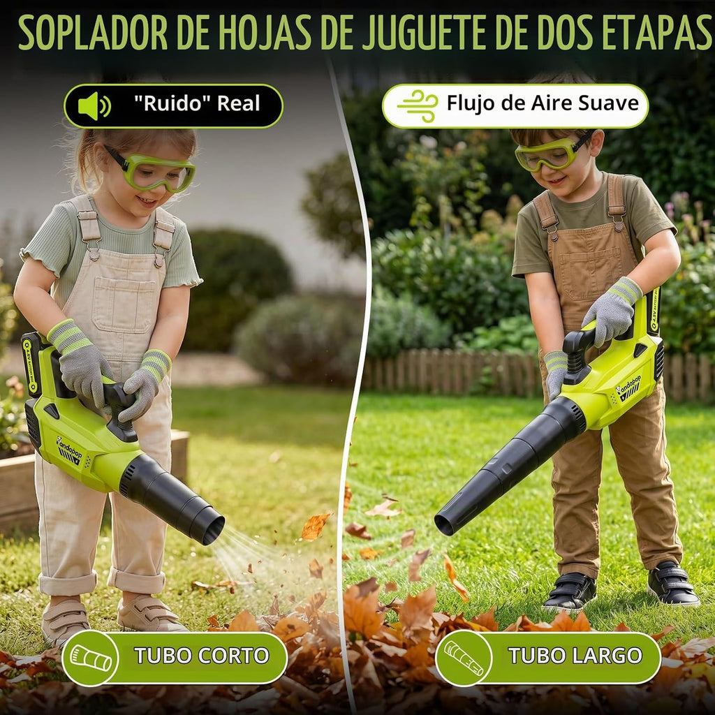 Pandapop 3 en 1 niños Podadora de césped de juguete + soplador de hojas de jardín para niños + podadora de setos de juguete
