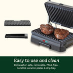 Cuisinart Griddler® - Parrilla interior y prensa Panini, platos de cocina antiadherentes aptos para lavavajillas, acero inoxidable, GR-11NAS