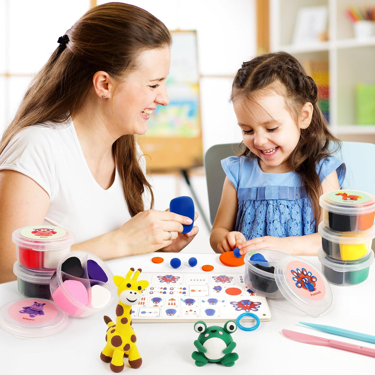 Helsort Kit de Arcilla para Secado al Aire para Niños, Set de 12 Arcillas para Modelar Animales, Manualidades para Niños