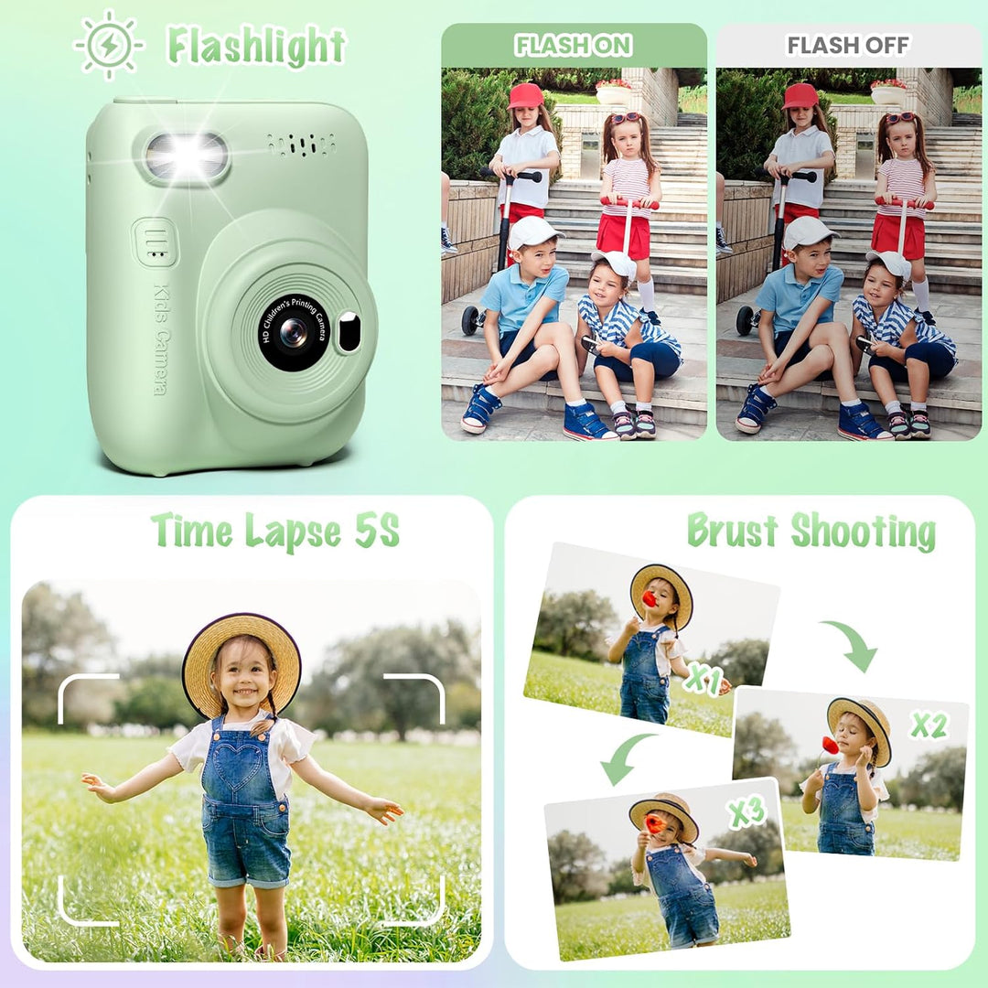 Cámara para Niños con Impresión Instantánea, 3.0" HD 32MP 1080P...