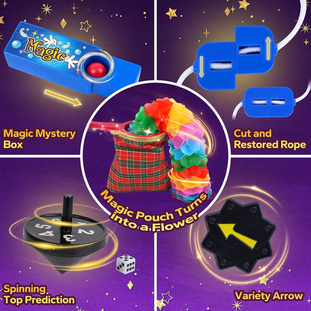 Kit de magia, trucos de magia para niños, incluye varita mágica y disfraz