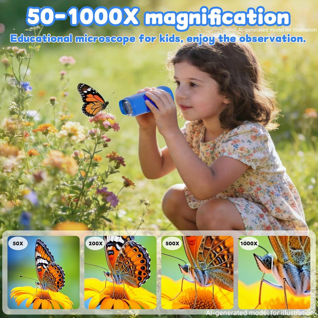 Microscopio digital de mano 1000X para niños, juguetes educativos