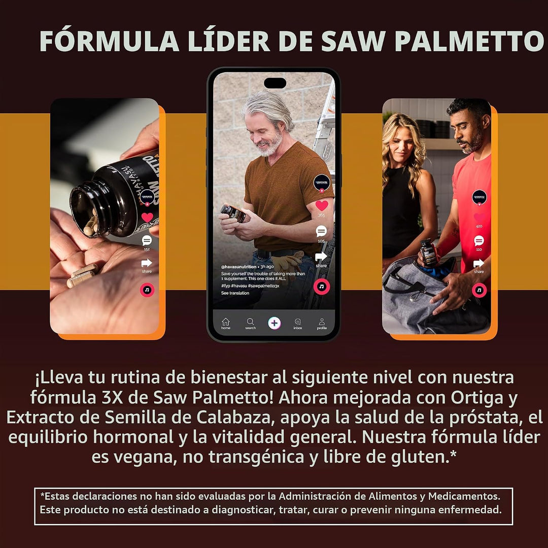 Suplemento de palma enana americana con ortiga y extracto de semill...