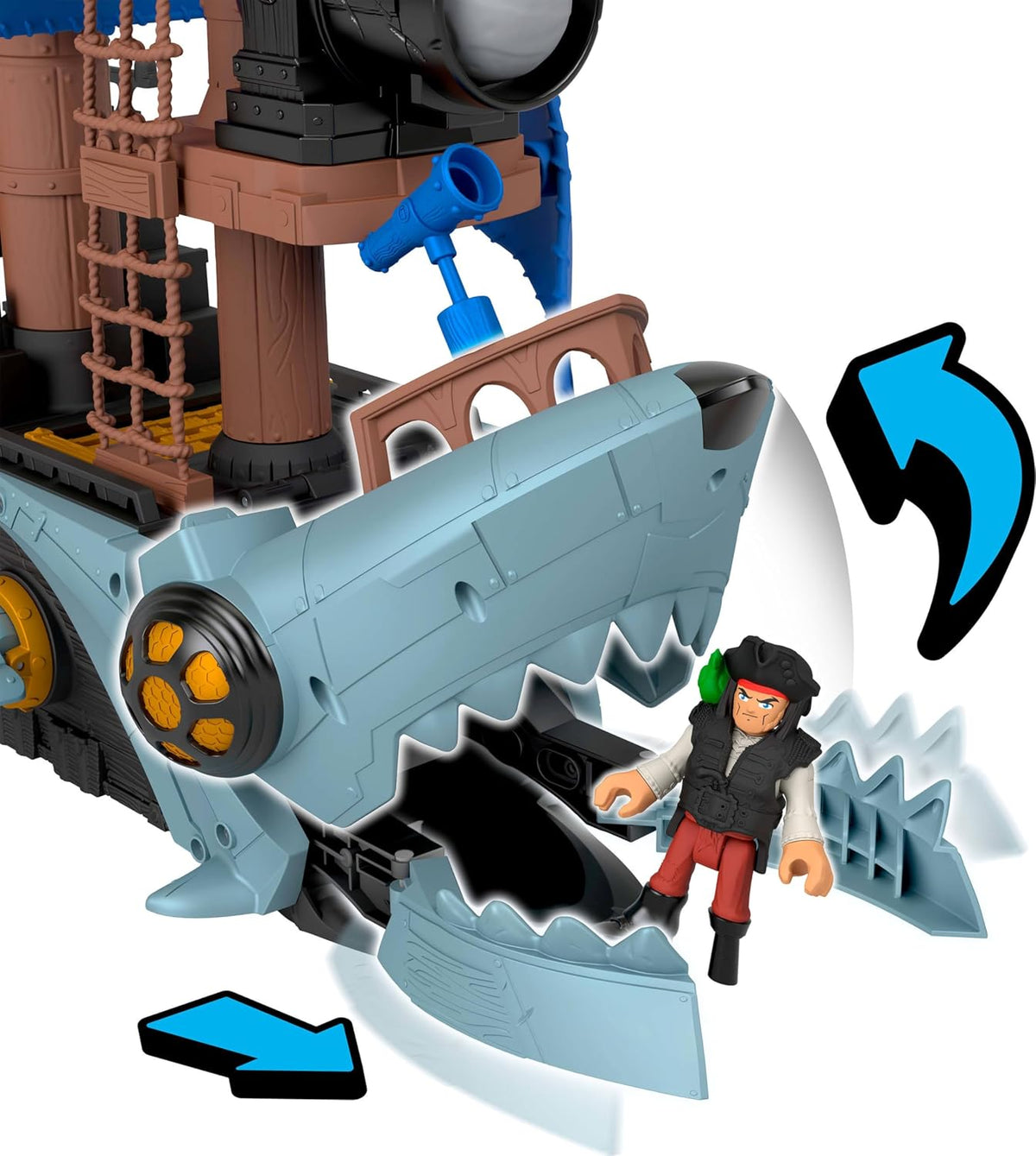 Fisher-Price Imaginext Shark Bite - Juego de barco pirata y bote de juguete