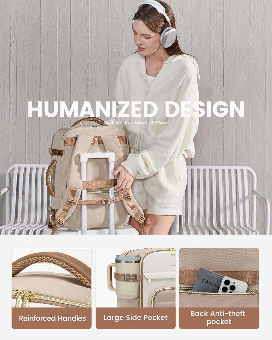LOVEVOOK Mochila de viaje de 50L para mujeres y hombres, mochila de...