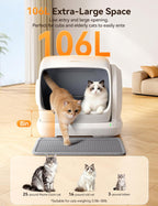 Meowant Caja de arena para gatos autolimpiante, gran capacidad de 106L para