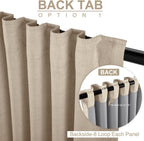 Cortinas opacas de lino para dormitorio de 84 pulgadas de largo, con pestaña trasera, bolsillo para barra, cortinas para sala de estar, juego de 2 paneles de cortinas opacas con