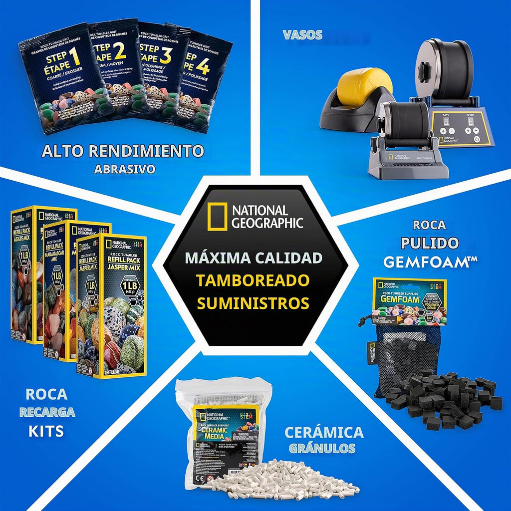 Recambio National Geographic de arena para pulidor de rocas, funciona con National Geographic, lortone, thumler y más