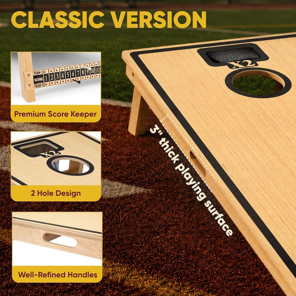 Conjunto de Tableros de Cornhole con Bolsas, Tamaño Regulado de 4x2 ft Tableros de Madera