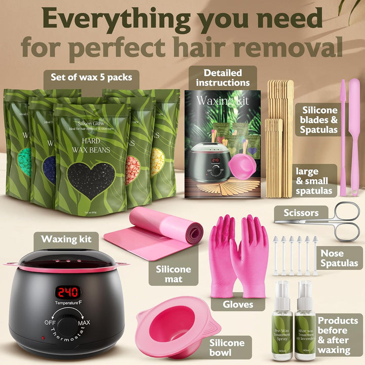Calentador de cera todo en uno para depilación \u2013 Kit de cera d...