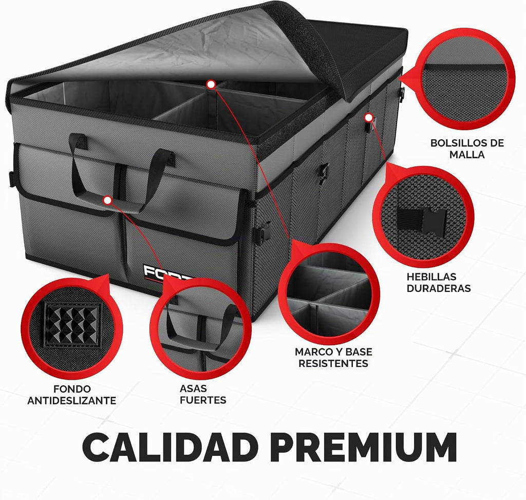 FORTEM Organizador de maletero - Organizador plegable para coche y