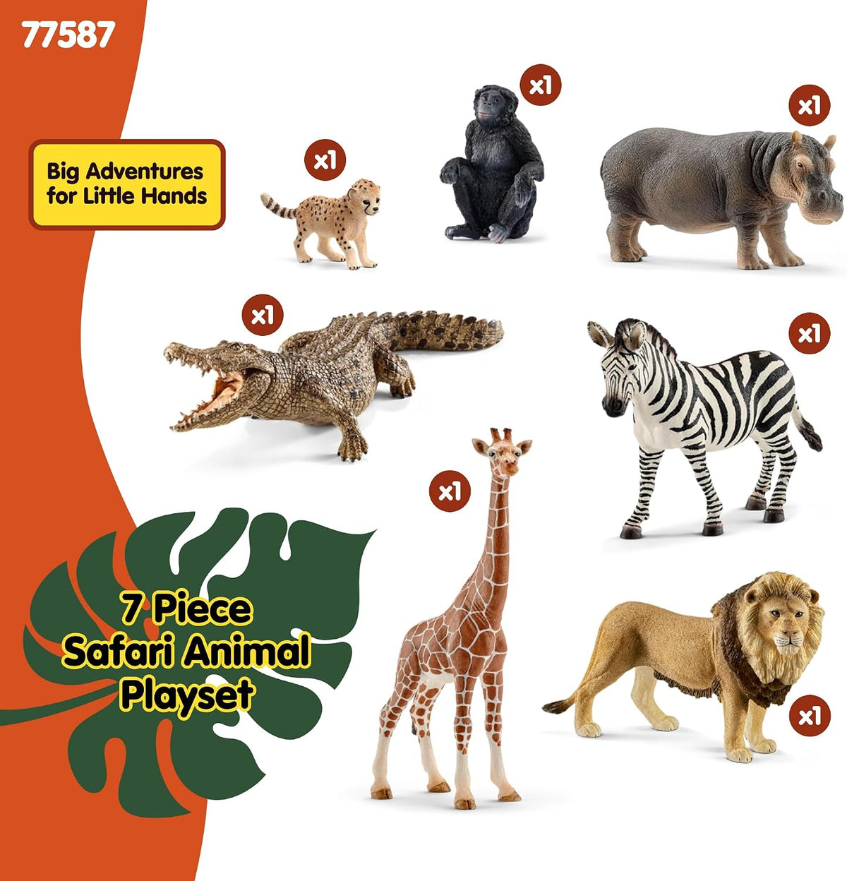 Schleich Wild Life - Paquete de 7 juguetes de animales de sabana | 77763
