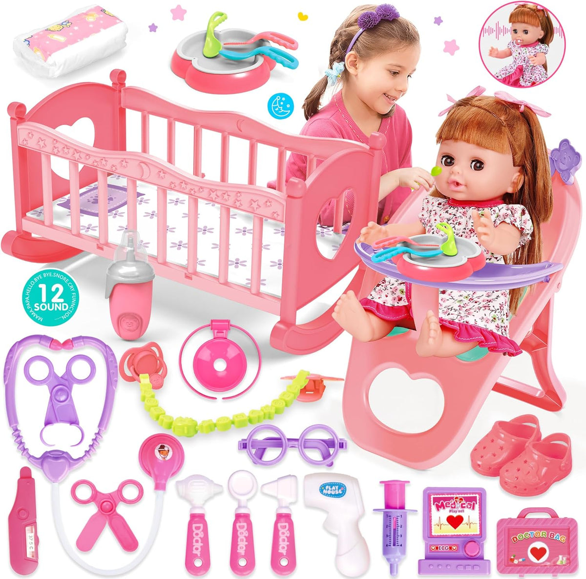 Juego de juguetes para muñecas de bebé, juguetes de muñeca