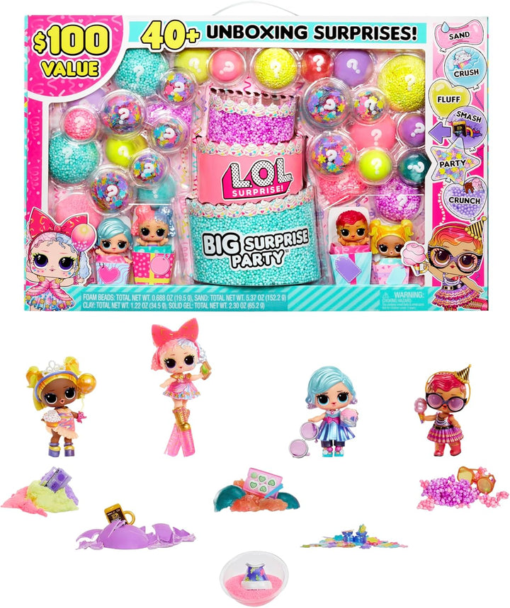 LOL Surprise Big Party con 4 muñecas coleccionables, más de 40 sorp...
