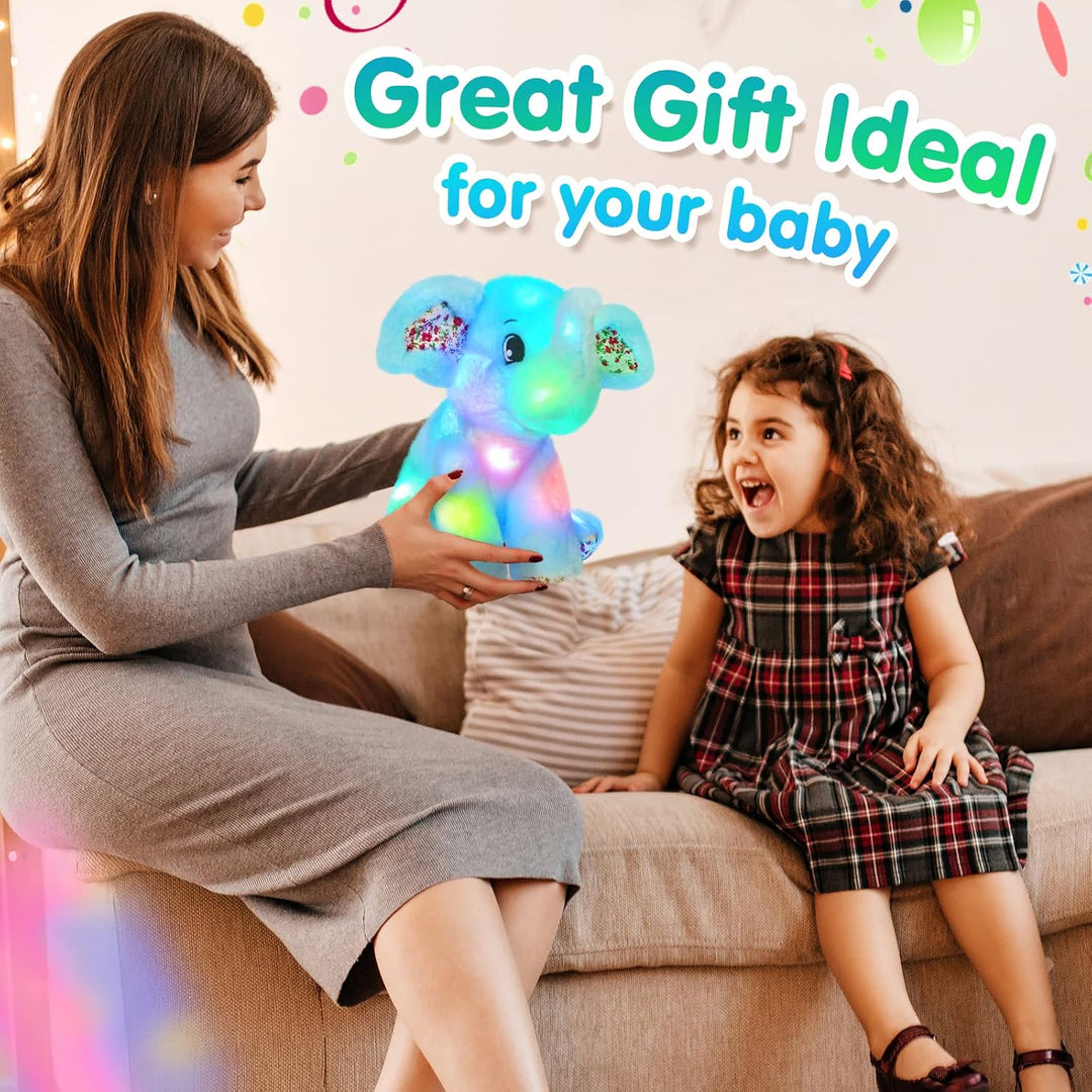 BSTAOFY Juguete de peluche suave de elefante iluminado con luces LE...