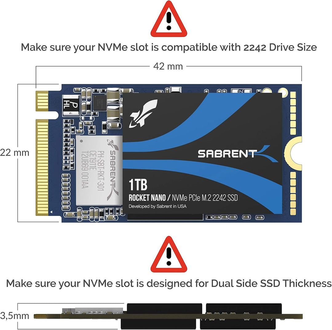 SABRENT 1TB Rocket NVMe PCIe M.2 2242 DRAM SSD interno de alto rend...
