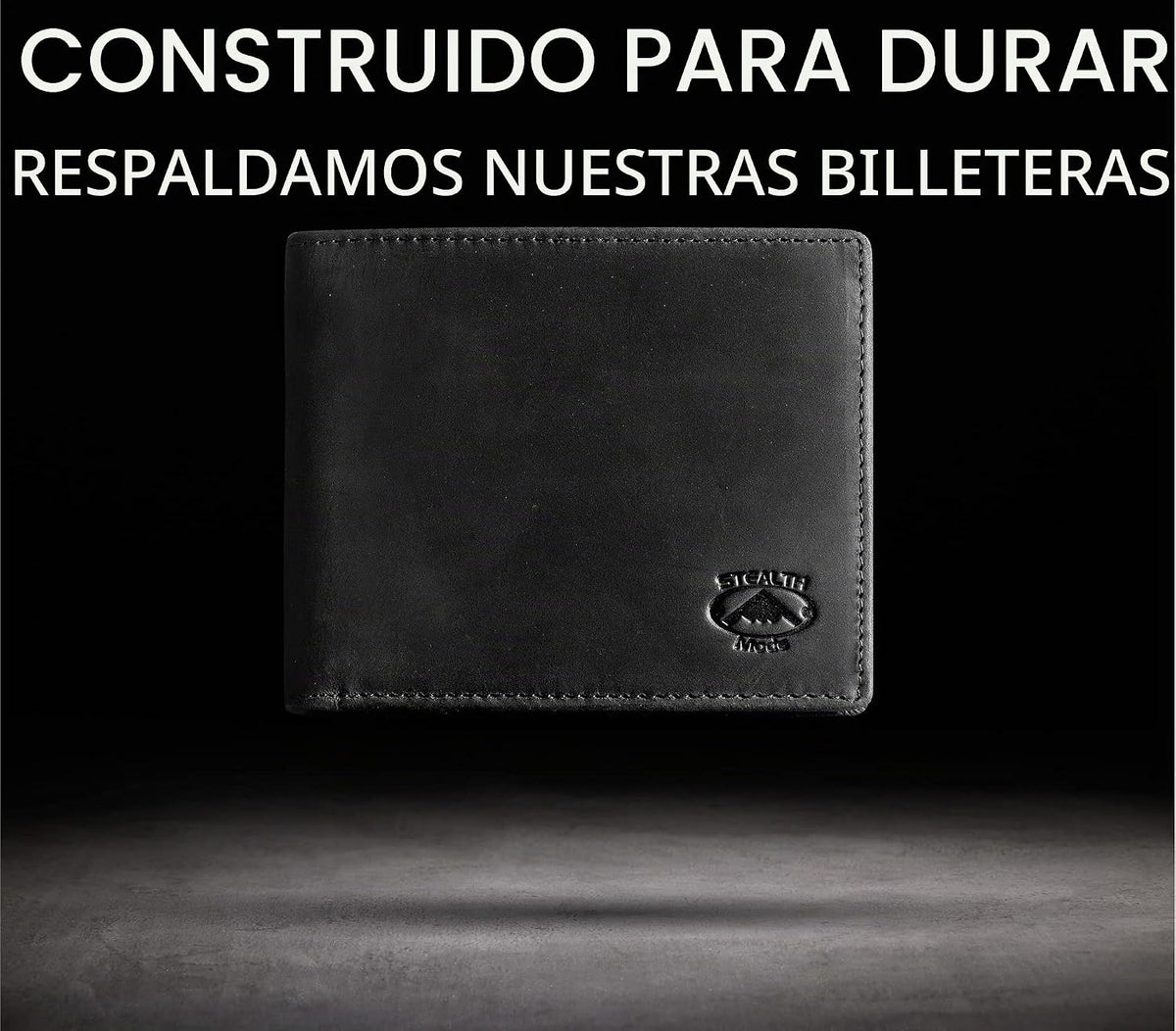 Cartera plegable de piel Stealth Mode para hombre con ventana de identificación y bloqueo RFID