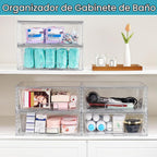 Vtopmart Paquete de 2 Cajones de Almacenamiento Grandes Apilables, Fácil de Ensamblar Organizadores de Acrílico Transparente para Baño Armario Debajo del Fregadero, Contenedores de Almacenamiento de