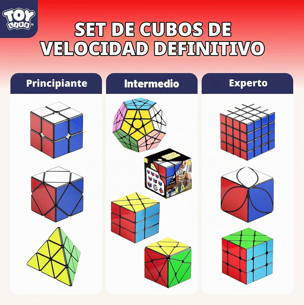 STEAM Life Juego de 10 cubos de velocidad, variedad de formas y niveles de dificultad, incluye pirámide de 2 x 2, 3 x 3, 4 x 4, espejo, megaminx y más, cubos de rompecabezas de giro suave y rápido para niños y adultos, a partir de 8 años