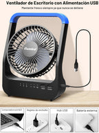 Gazeled F24 Ventilador alimentado por batería, ventilador de campin...