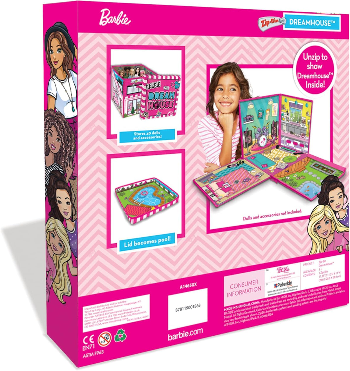 Caja ZipBin con cierres para guardar hasta 40 Barbies; se puede uti...