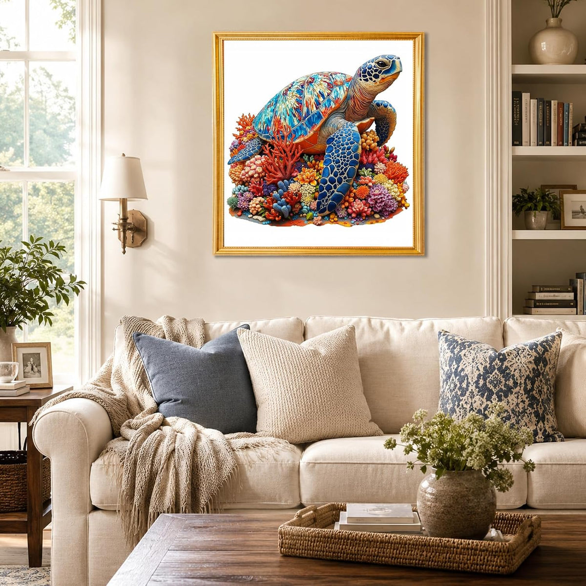 Rompecabezas de madera de tortuga marina para adultos, 200 piezas, coloridos rompecabezas de tortuga coral para adultos y niños, rompecabezas de madera únicos en forma de animal oceánico de 0.197 in