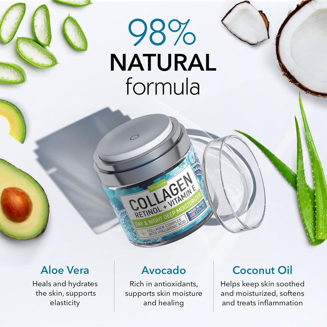 Crema de colágeno para rostro con retinol \u2013 Hidratante facial...