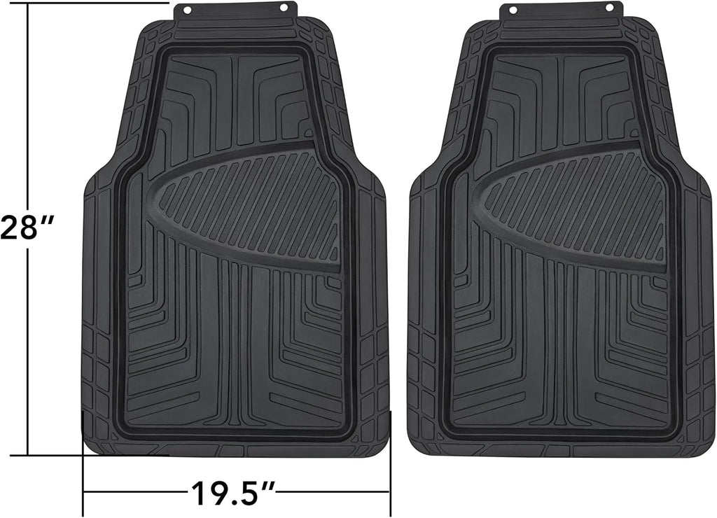 Amazon Basics 2 alfombrillas de goma antideslizantes de alta calidad para todas las estaciones para automóviles, SUV y camiones, ajuste universal, color negro
