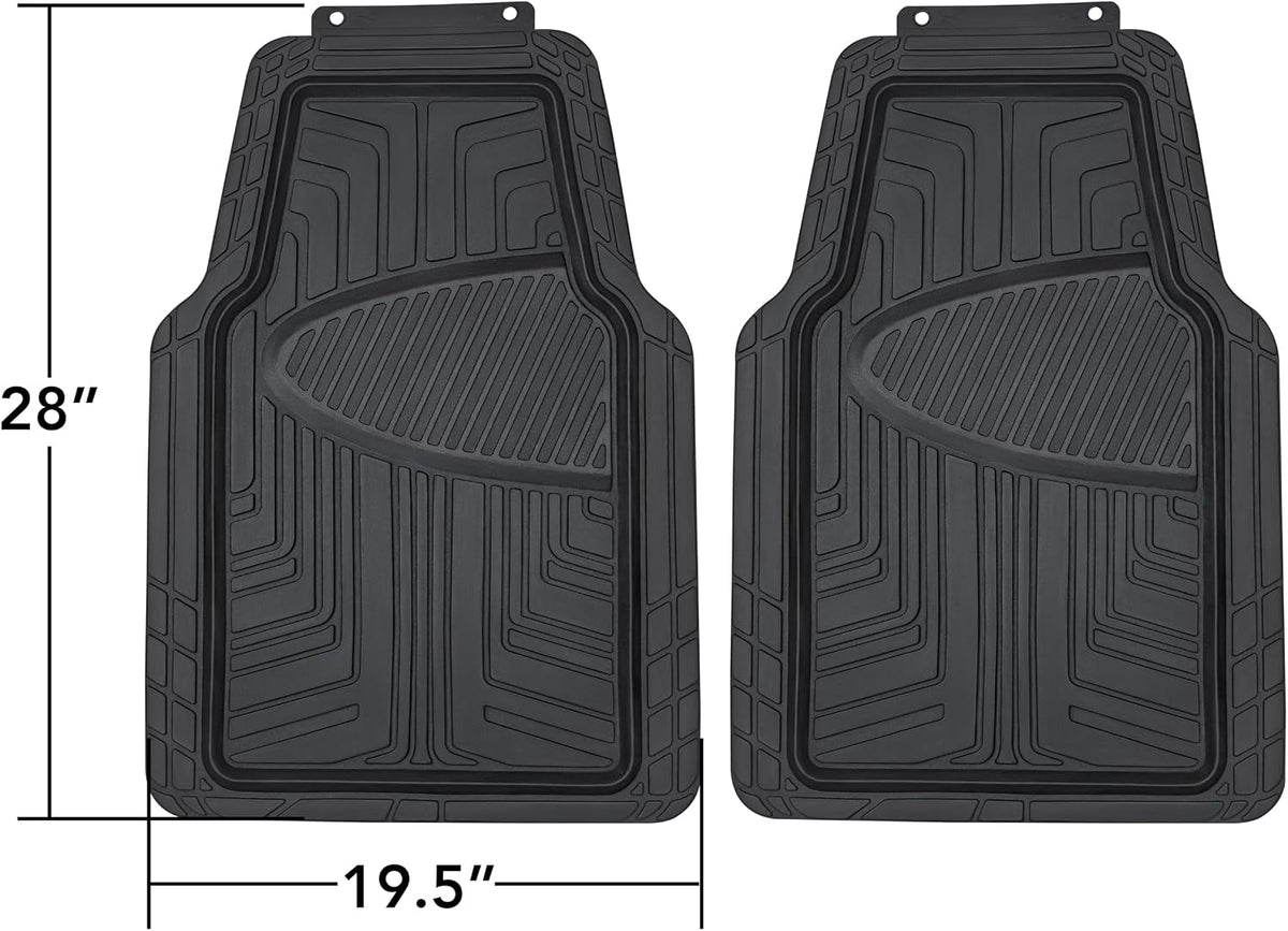 Amazon Basics 2 alfombrillas de goma antideslizantes de alta calidad para todas las estaciones para automóviles, SUV y camiones, ajuste universal, color negro