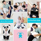 Almohada para cuerpo de niños con forma de panda - Almohada larga de felpa suave de 47" en forma de U, almohada de animales para niños, para dormir, leer, comodidad para TDAH y necesidades