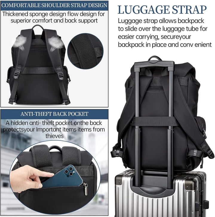 Colins Keirs Mochila negra para hombre, mochila para laptop de 16 p...