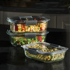 Rubbermaid Brilliance - Recipientes de vidrio para almacenamiento de alimentos, varios tamaños, juego de 9, sin BPA, a prueba de fugas, transparentes