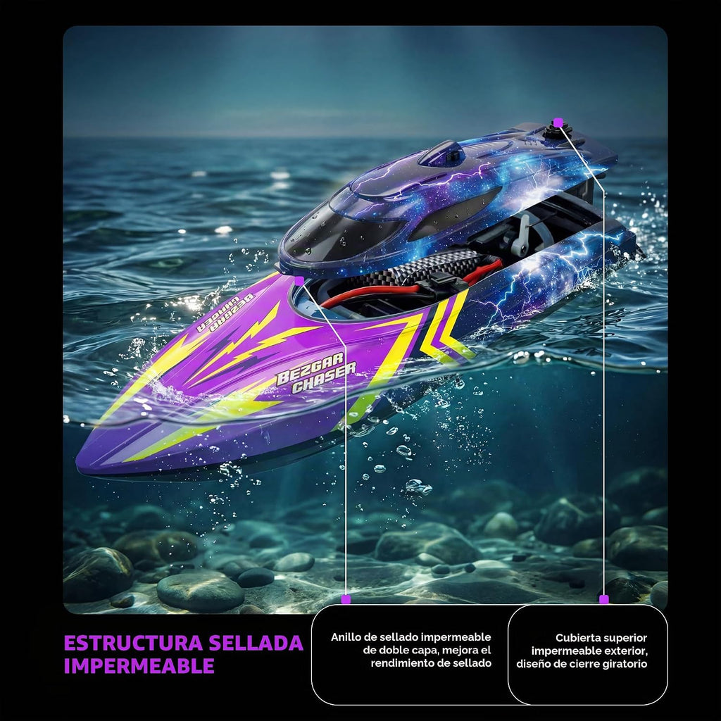 BEZGAR TX136 12 pulgadas 25 KPH Fast RC Speed Boat para niños