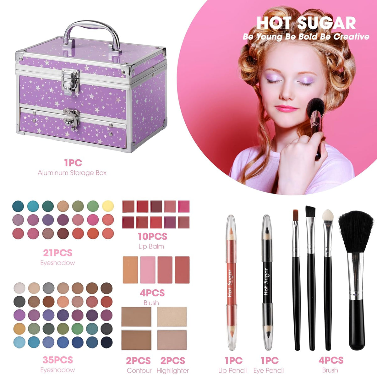Kit de maquillaje Hot Sugar para adolescentes con estuche de tren,...