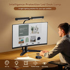 Lámpara Lámparas de escritorio LED para oficina en casa - Lámpara de arquitecto de cuidado de los ojos con abrazadera, monitor de computadora de doble cabezal Luz de escritorio de trabajo con control remoto: Lámpara de mesa de escritorio flexible