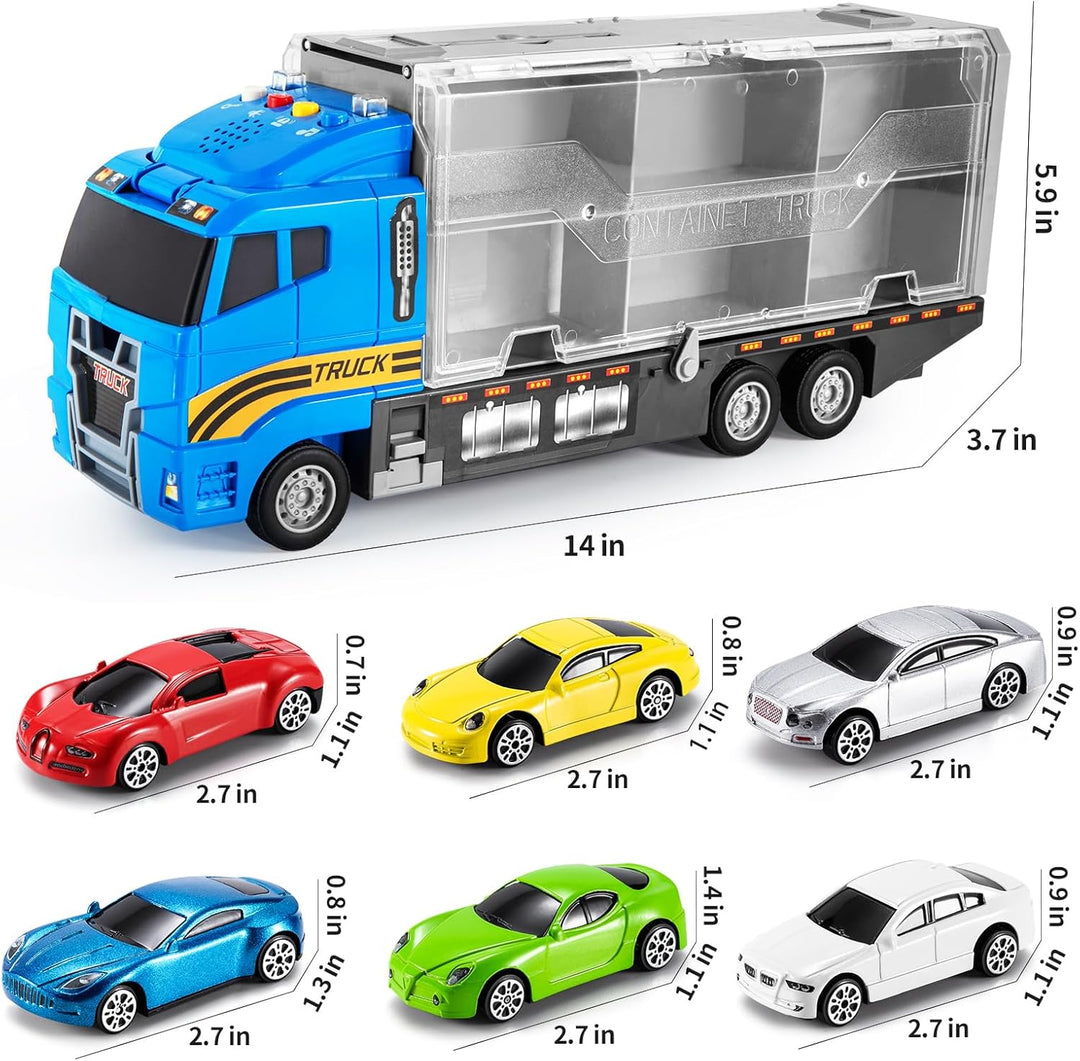 TEMI - Juego de transportador de autos de juguete con tapete de jue...