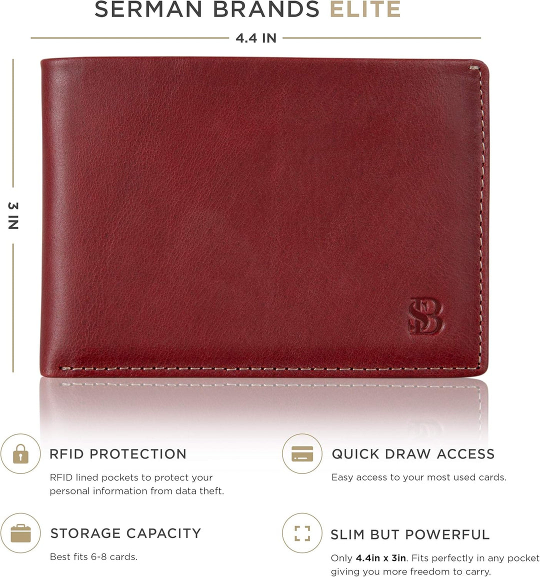 SERMAN BRANDS Mens Slim Bifold Wallet RFID Blocking Minimalist Fron...