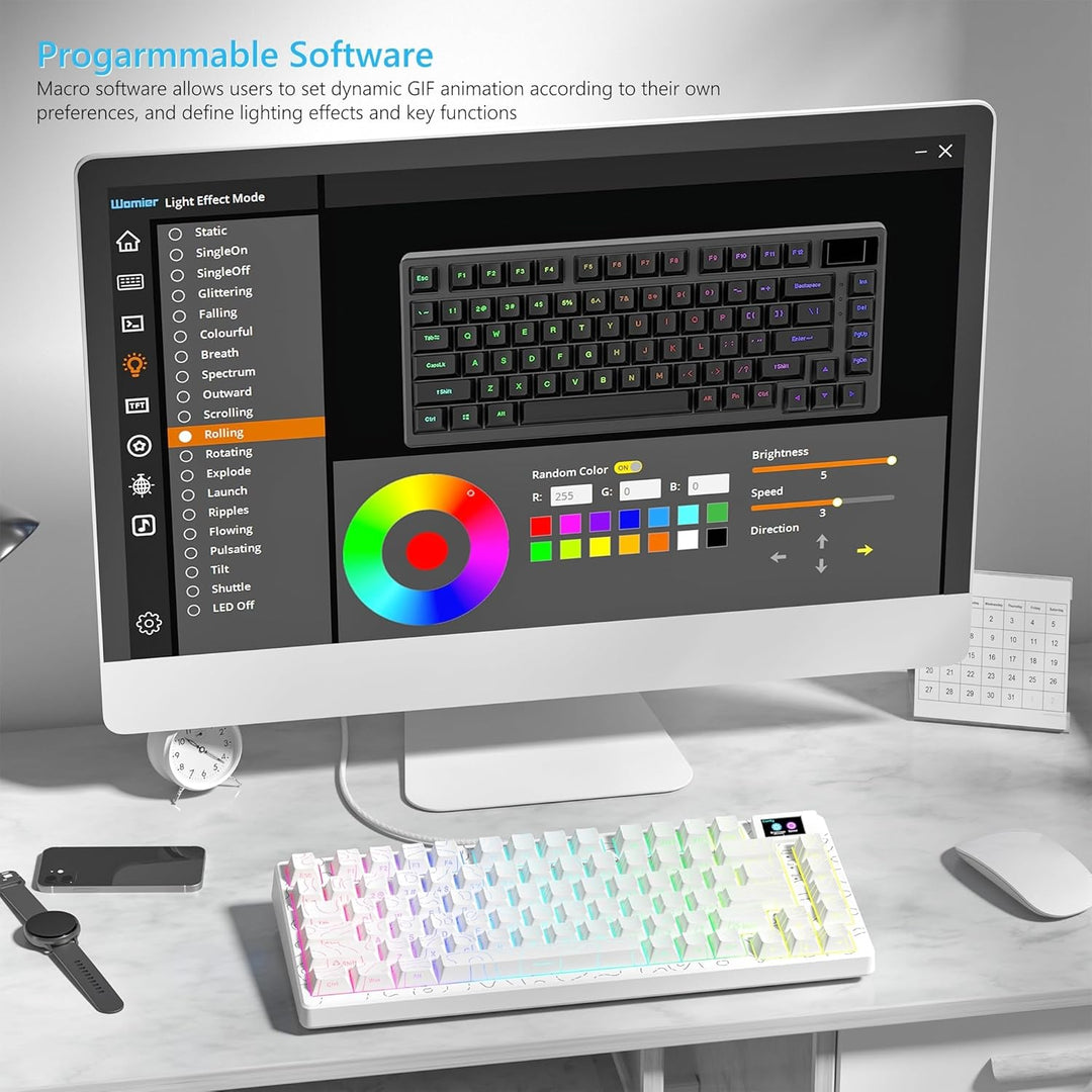 Womier SK80 - Teclado para juegos al 75% con pantalla multimedia a...
