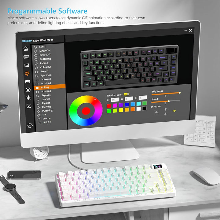 Womier SK80 - Teclado para juegos al 75% con pantalla multimedia a...