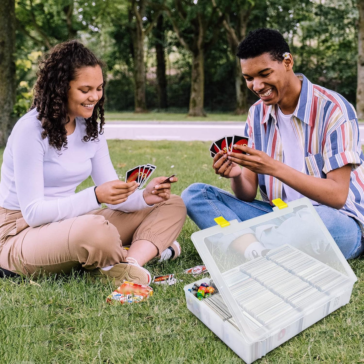 Caja de coleccionista de juguetes compatible con Teenymates para figuras de animales de fiesta, caja de almacenamiento de tarjetas de intercambio, más de 2300 estuche organizador de cartas de juego