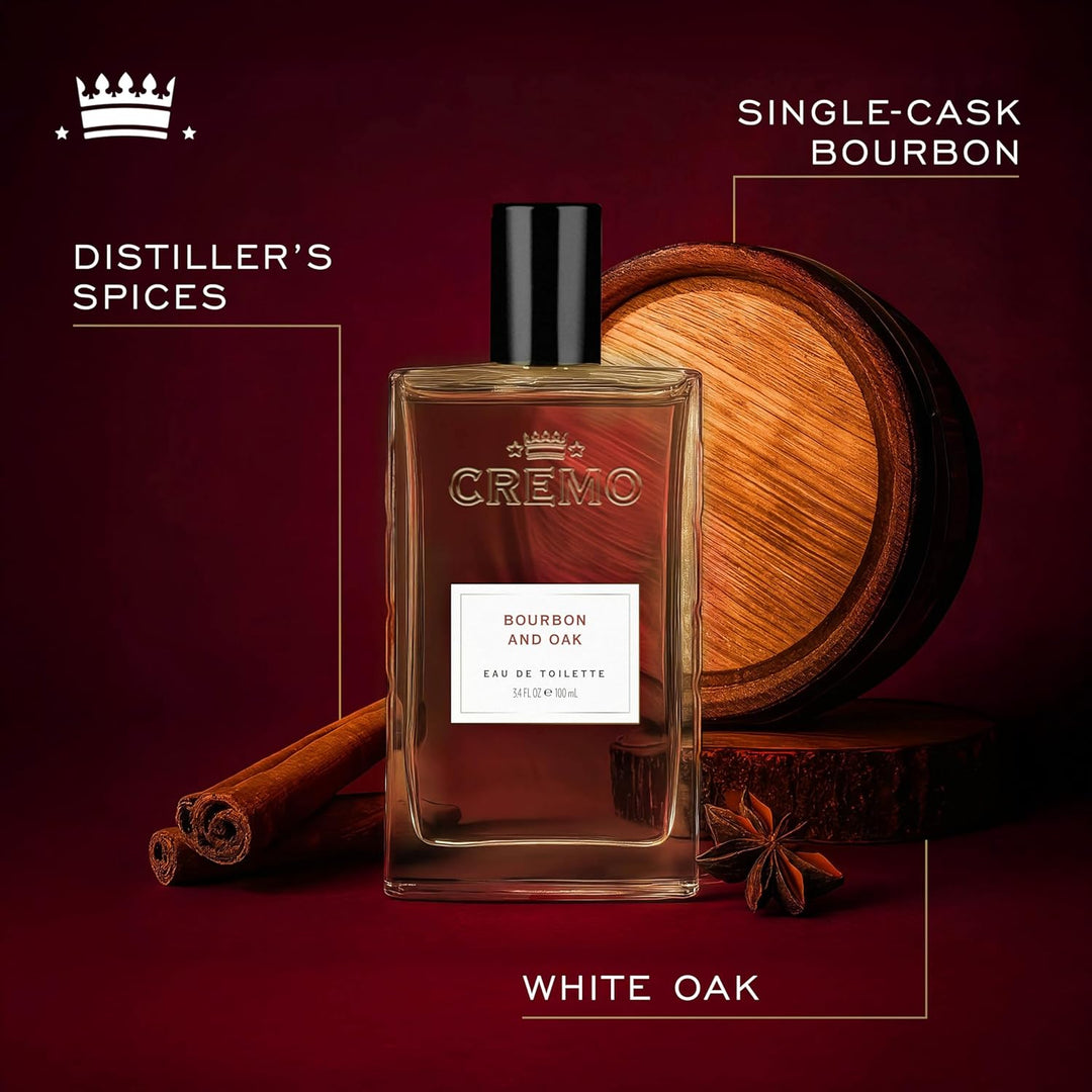 Cremo Cologne For Men Bourbon &amp; Oak - Spray de colonia para hom...