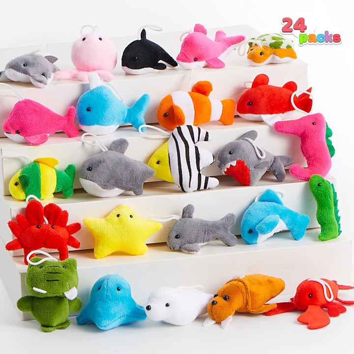 JOYIN 24 piezas de juguetes de peluche de animales marinos mini (24...