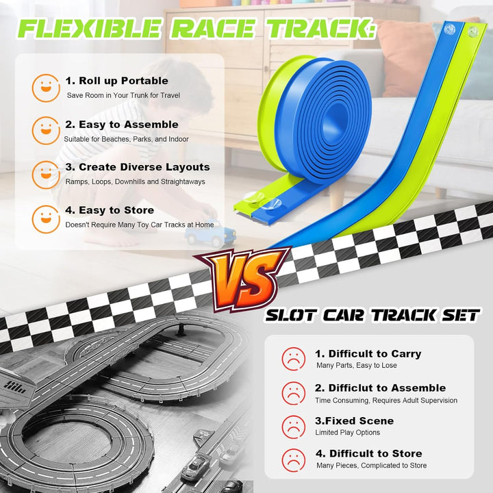 Juguetes flexibles de pista de carreras para niños, juego de inicia...