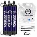 Pajita de filtro de agua de emergencia portátil para exteriores, paquete de 3 para senderismo, camping, pesca, sistema de purificación de equipos de supervivencia, accesorios de viaje