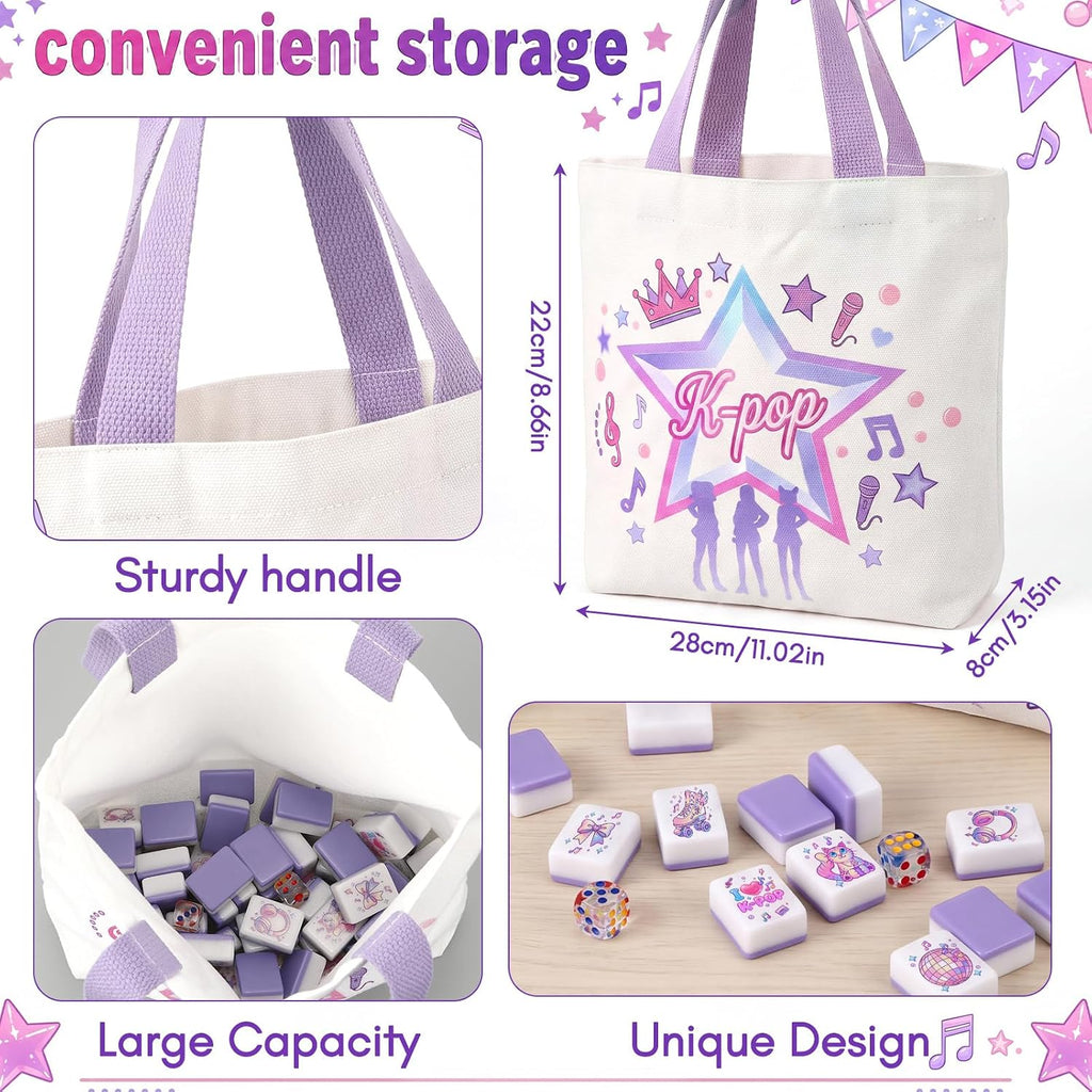 Juego de bloques Kpop Mahjong para 2 jugadores con bolsa de
