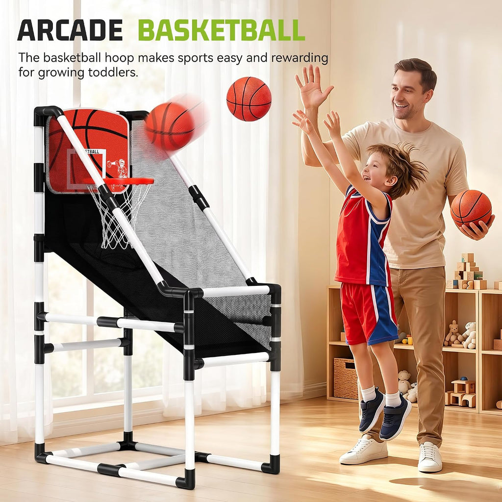 FluSing Juego de aro de baloncesto arcade, aro de baloncesto para niños