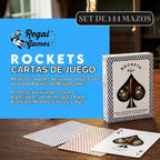Regal Games [144 mazos] Rockets Juego de cartas a granel para adultos y profesionales - Acabado de lino de 310 GSM - Tarjetas de póquer para Blackjack, Euchre, Canasta - Grado de casino, tarjetas de viaje y noche de juego